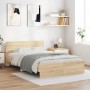 Estructura de cama con cabecero roble Sonoma 135x190 cm