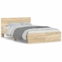 Estructura de cama con cabecero roble Sonoma 135x190 cm
