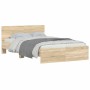 Estructura de cama con cabecero roble Sonoma 135x190 cm