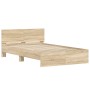 Estructura de cama con cabecero roble Sonoma 135x190 cm