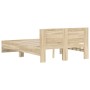 Estructura de cama con cabecero roble Sonoma 135x190 cm