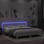Estructura de cama con cabecero y luces LED blanca 200x200 cm