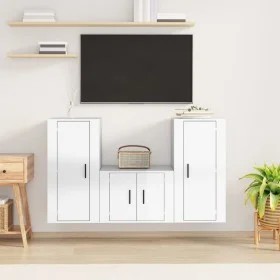 TV-Möbelset 3-teilig aus glänzend weißem Sperrholz von vidaXL, TV-Möbel - Ref: Foro24-3188520, Preis: 145,60 €, Rabatt: %