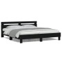 Estructura cama LED sin colchón cuero sintético negro 180x200cm
