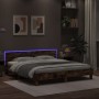 Estructura de cama cabecero y luces LED roble ahumado 180x200cm