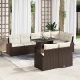 Conjunto de sofá de jardín con cojín 9 pcs Marrón y crema