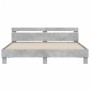 Estructura de cama cabecero y luces LED gris hormigón 160x200cm