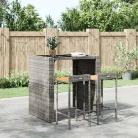 Hohe Hocker, 2 Stück, Akazienholz und graues synthetisches Rattan von vidaXL, Küchenhocker - Ref: Foro24-362603, Preis: 85,80...
