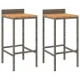 High stools 2 pcs acacia wood and gray synthetic rattan by vidaXL, Kitchen stools - Ref: Foro24-362603, Price: 85,80 €, Disco...