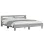 Estructura de cama cabecero y luces LED gris Sonoma 160x200 cm
