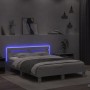 Estructura de cama con cabecero y luces LED blanco 150x200 cm