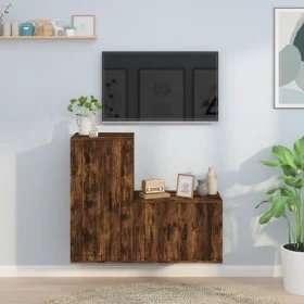 TV furniture set 2 pieces smoked oak plywood by vidaXL, TV Furniture - Ref: Foro24-3188459, Price: 85,84 €, Discount: %