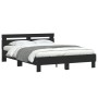 Estructura de cama con LED sin colchón negra 150x200 cm