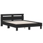 Estructura de cama con LED sin colchón negra 150x200 cm