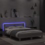 Estructura de cama cabecero y luces LED gris Sonoma 150x200 cm