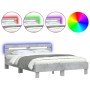 Estructura de cama cabecero y luces LED gris hormigón 140x200cm en Camas y somieres | Comprar online en Foro24