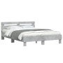Estructura de cama cabecero y luces LED gris hormigón 140x200cm en Camas y somieres | Comprar online en Foro24