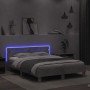 Estructura de cama cabecero y luces LED gris hormigón 140x200cm en Camas y somieres | Comprar online en Foro24
