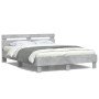 Estructura de cama cabecero y luces LED gris hormigón 140x200cm en Camas y somieres | Comprar online en Foro24