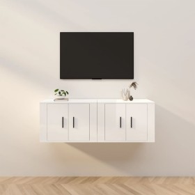 Muebles para TV de pared 2 uds blanco brillante 57x34,5x40 cm