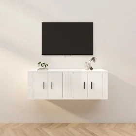 Muebles para TV de pared 2 uds blanco brillante 57x34,5x40 cm de vidaXL, Muebles TV - Ref: Foro24-3188336, Precio: 79,36 €, D...