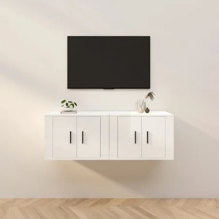 Wand-TV-Schränke 2 Stück glänzend weiß 57x34,5x40 cm von vidaXL, TV-Möbel - Ref: Foro24-3188336, Preis: 79,36 €, Rabatt: %