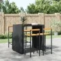 High stools 4 pcs acacia wood and black synthetic rattan by vidaXL, Kitchen stools - Ref: Foro24-362608, Price: 165,72 €, Dis...