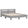 Estructura de cama cabecero y luces LED gris Sonoma 140x200 cm
