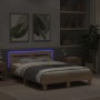 Estructura de cama cabecero y luces LED roble Sonoma 120x200 cm