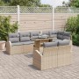Conjunto de sofá de jardín con cojín 9 pcs beige y gris claro