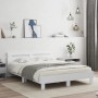 Estructura de cama con cabecero y luces LED blanco 140x190 cm