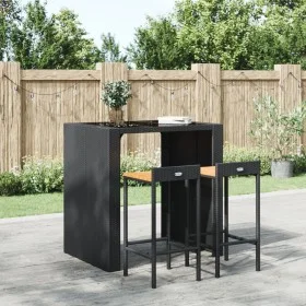 Hohe Hocker 2 Stk. Akazienholz und schwarzes synthetisches Rattan von vidaXL, Küchenhocker - Ref: Foro24-362602, Preis: 84,25...