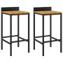 2 high stools made of acacia wood and black synthetic rattan by vidaXL, Kitchen stools - Ref: Foro24-362602, Price: 84,25 €, ...