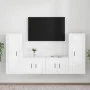 TV-Möbelset 4-teilig aus glänzend weißem Sperrholz von vidaXL, TV-Möbel - Ref: Foro24-3188768, Preis: 198,59 €, Rabatt: %