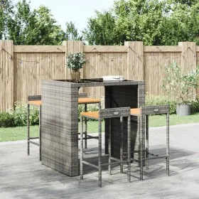 Hohe Hocker, 4 Stück, Akazienholz und graues synthetisches Rattan von vidaXL, Küchenhocker - Ref: Foro24-362605, Preis: 155,4...