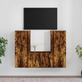 3-piece TV furniture set made of smoked oak plywood by vidaXL, TV Furniture - Ref: Foro24-3188747, Price: 143,92 €, Discount: %