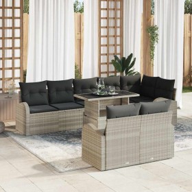 Conjunto de sofá de jardín 9 pcs Gris claro 100 x 55 x 73 cm