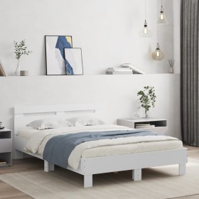 Estructura de cama con cabecero y luces LED blanco 120x190 cm