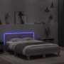 Estructura de cama cabecero y luces LED gris Sonoma 120x190 cm