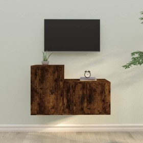 TV furniture set 2 pieces smoked oak plywood by vidaXL, TV Furniture - Ref: Foro24-3188451, Price: 77,66 €, Discount: %