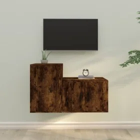 TV-Möbelset 2-teilig aus geräuchertem Eichensperrholz von vidaXL, TV-Möbel - Ref: Foro24-3188451, Preis: 76,76 €, Rabatt: %