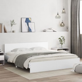 Estructura de cama con LED sin colchón blanco 180x200 cm