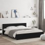 Estructura cama LED sin colchón cuero sintético negro 180x200cm