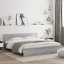 Estructura de cama cabecero y luces LED gris Sonoma 180x200 cm