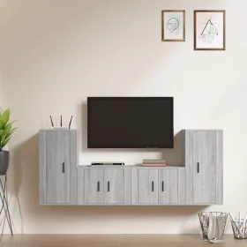 Set de muebles para TV 4 pzas madera contrachapada gris Sonoma de vidaXL, Muebles TV - Ref: Foro24-3188556, Precio: 183,01 €,...