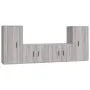 TV furniture set 4 pieces Sonoma gray plywood by vidaXL, TV Furniture - Ref: Foro24-3188556, Price: 183,01 €, Discount: %