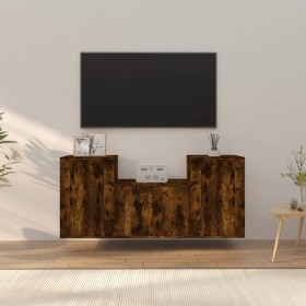Set TV-Möbel 3-tlg. Sperrholz geräucherte Eiche von vidaXL, TV-Möbel - Ref: Foro24-3188387, Preis: 109,05 €, Rabatt: %