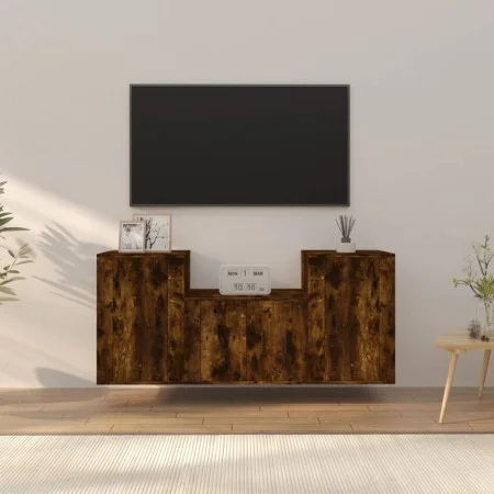 Set TV-Möbel 3-tlg. Sperrholz geräucherte Eiche von vidaXL, TV-Möbel - Ref: Foro24-3188387, Preis: 107,80 €, Rabatt: %