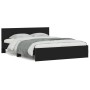 Estructura de cama con LED sin colchón negra 150x200 cm