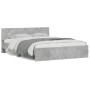 Estructura de cama cabecero y luces LED gris hormigón 150x200cm